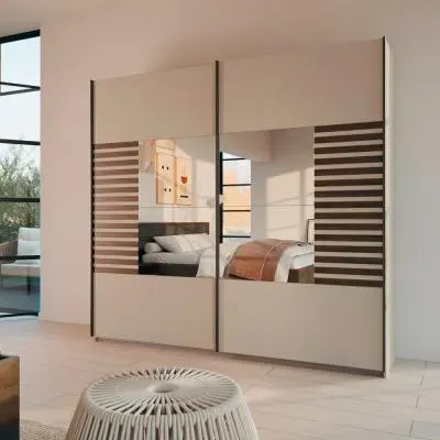 Barea 226cm 2 Door Mirror Sliding Wardrobe - Champagne image