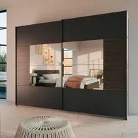 Barea 226cm 2 Door Mirror Sliding Wardrobe - Metallic Grey