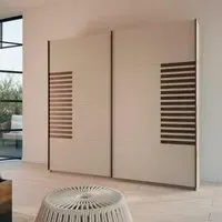 Barea 226cm 2 Door Sliding Wardrobe - Champagne, Atlantic Dark Oak