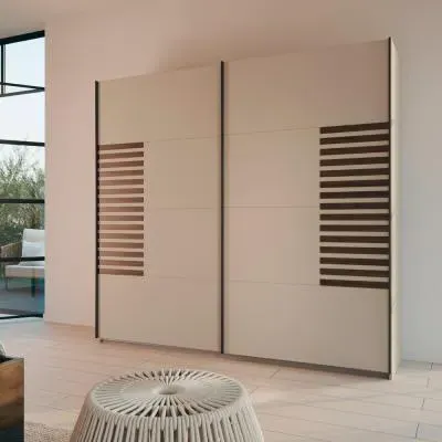 Barea 226cm 2 Door Sliding Wardrobe - Champagne, Atlantic Dark Oak