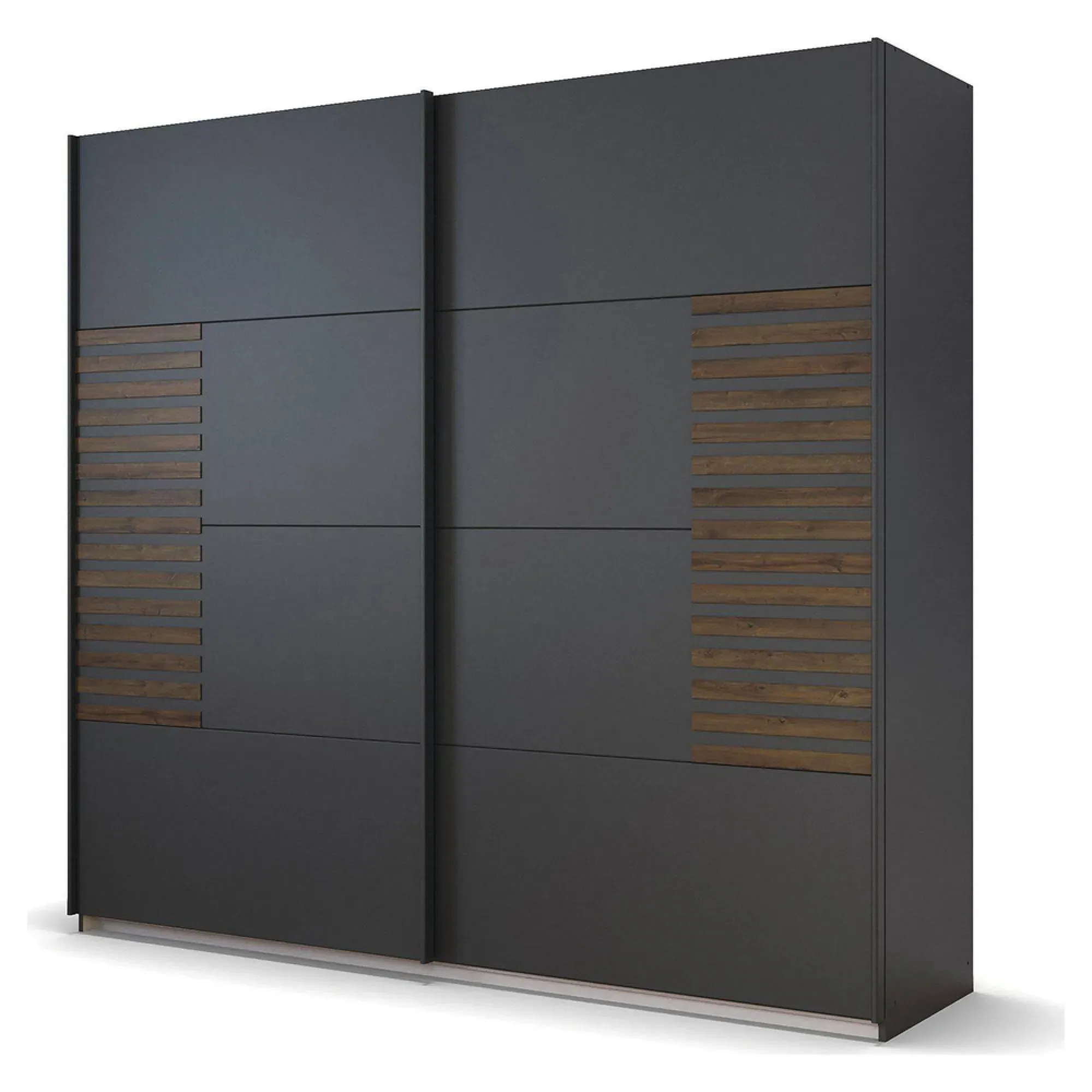 Barea 226cm 2 Door Sliding Wardrobe - Metallic Grey, Atlantic Dark Oak