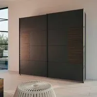 Barea 226cm 2 Door Sliding Wardrobe - Metallic Grey, Atlantic Dark Oak