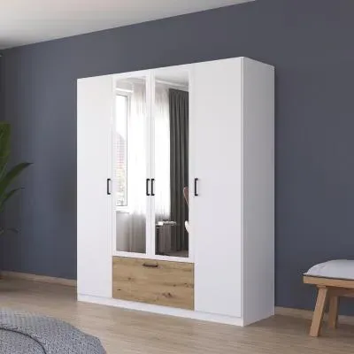 Bari 4 Door Combi Wardrobe - Alpine White