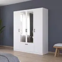 Bari 4 Door Combi Wardrobe - Alpine White