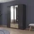 Bari 4 Door Combi Wardrobe - Metallic Grey