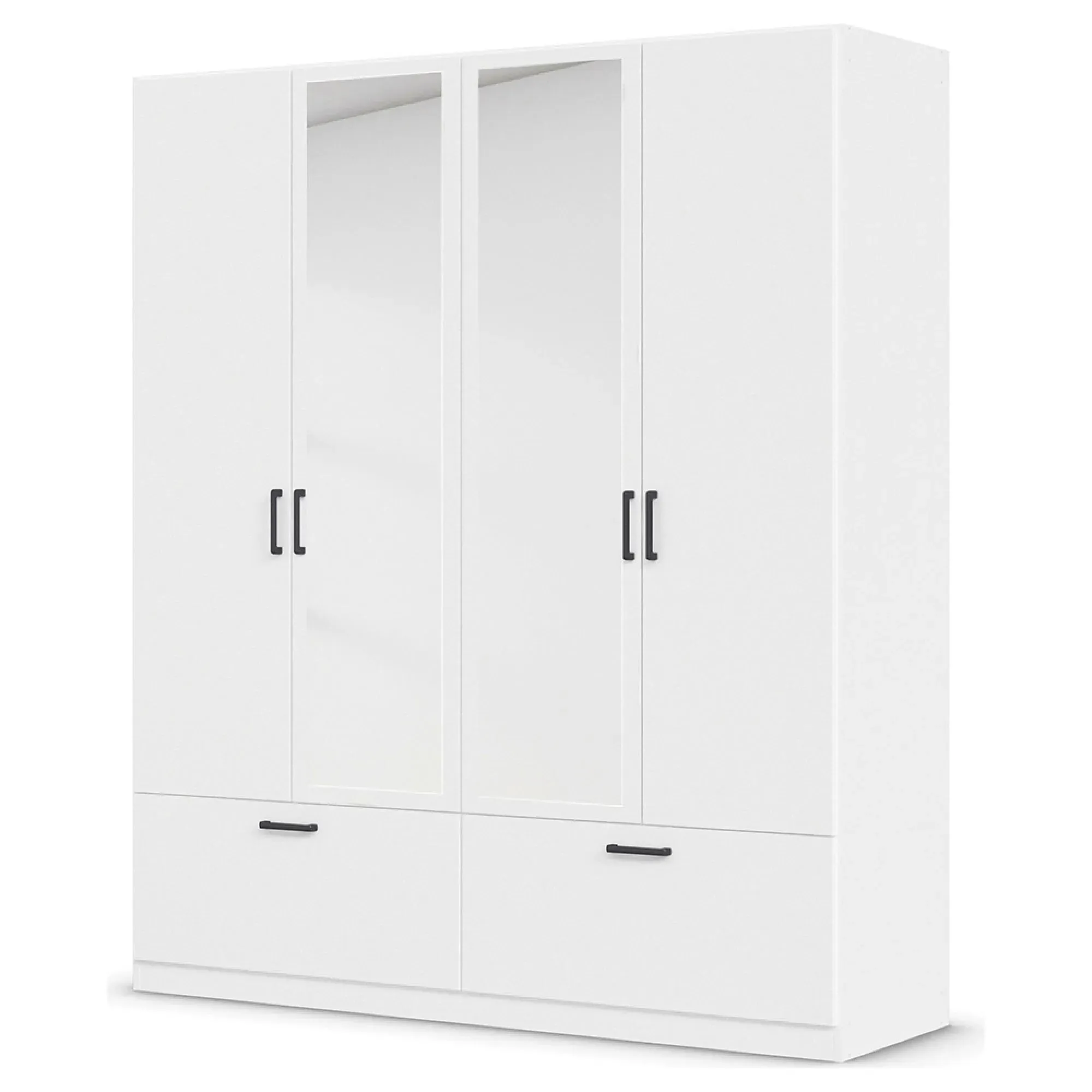 Bari 4 Door Combi Wardrobe with Drawers - Alpine White