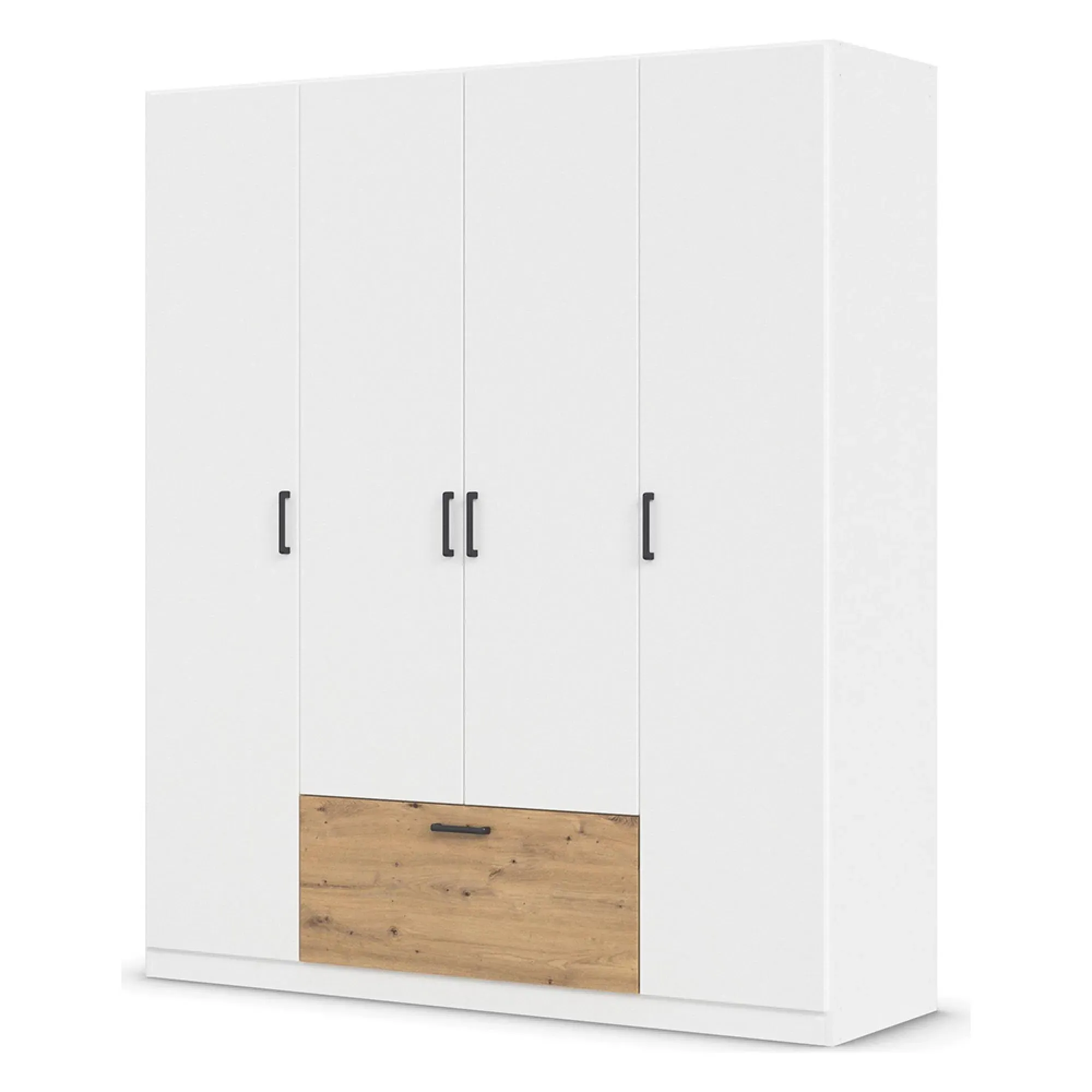 Bari 4 Door Wardrobe - Alpine White, Artisan Oak