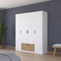 Bari 4 Door Wardrobe - Alpine White, Artisan Oak