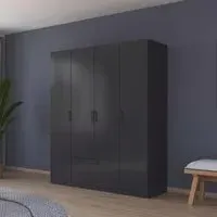 Bari 4 Door Wardrobe - Metallic Grey