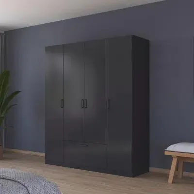 Bari 4 Door Wardrobe - Metallic Grey