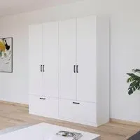 Bari 4 Door Wardrobe with Drawers - Alpine White