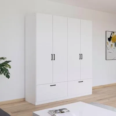 Bari 4 Door Wardrobe with Drawers - Alpine White