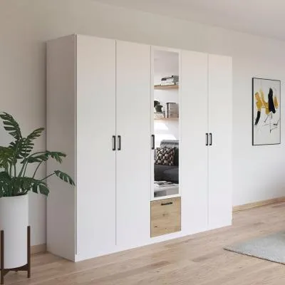 Bari 5 Door Combi Wardrobe - Alpine White image
