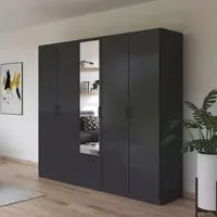 Bari 5 Door Combi Wardrobe - Metallic Grey