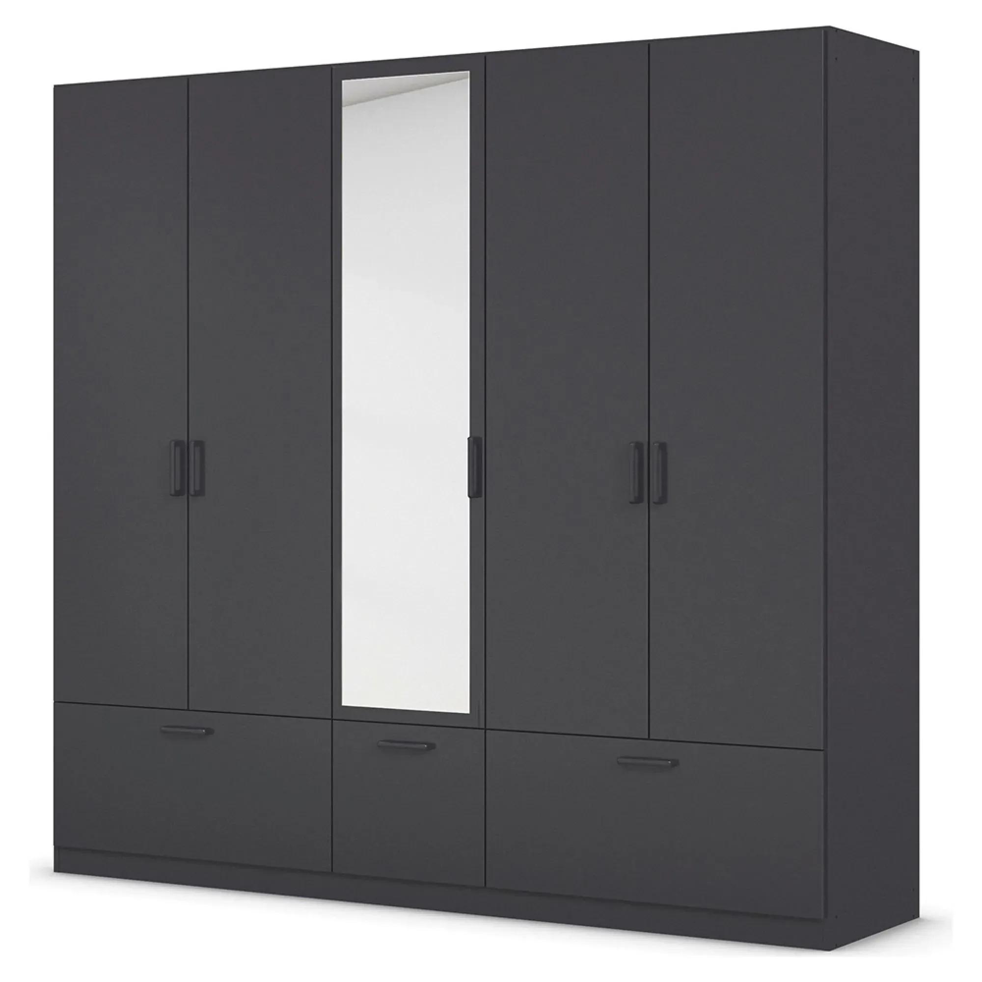 Bari 5 Door Combi Wardrobe with Drawers - Metallic Grey