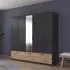 Bari 5 Door Combi Wardrobe with Drawers - Metallic Grey