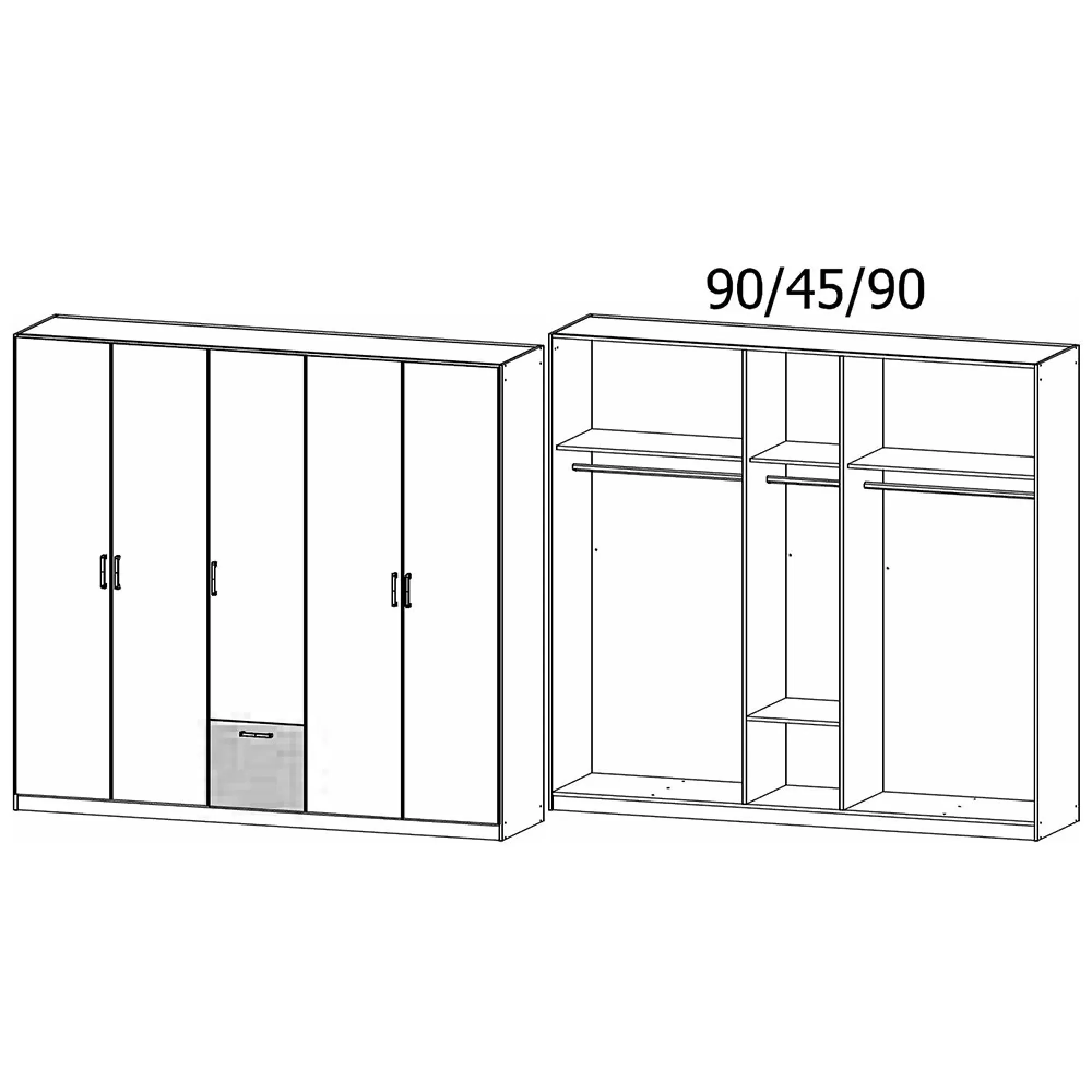 Bari 5 Door Wardrobe - Metallic Grey