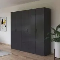 Bari 5 Door Wardrobe - Metallic Grey