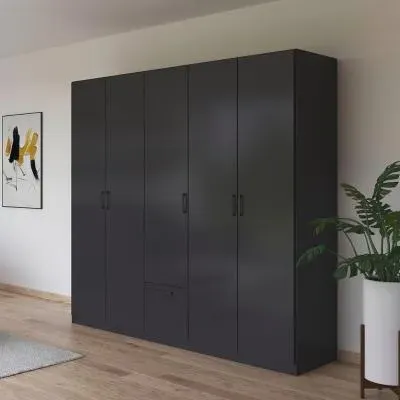 Bari 5 Door Wardrobe - Metallic Grey