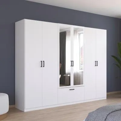 Bari 6 Door Combi Wardrobe - Alpine White image