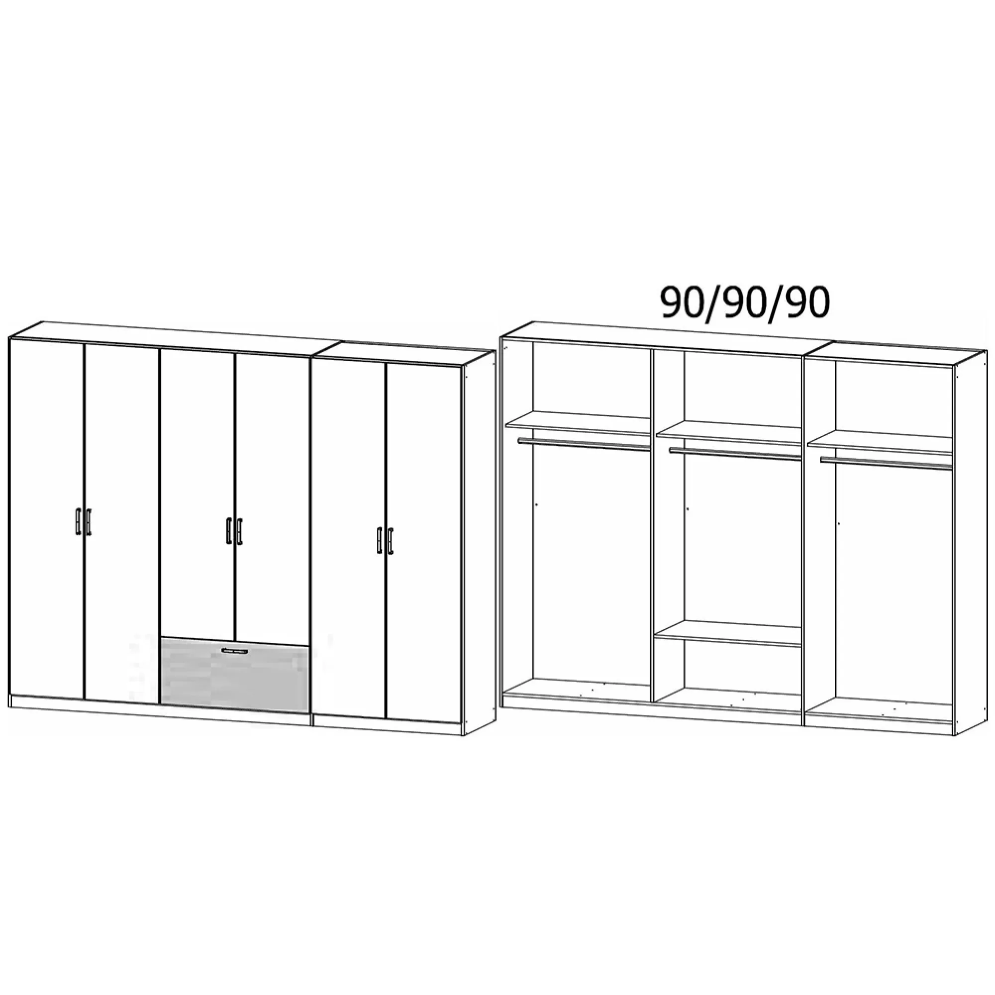 Bari 6 Door Wardrobe - Alpine White, Artisan Oak