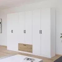 Bari 6 Door Wardrobe - Alpine White, Artisan Oak
