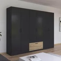 Bari 6 Door Wardrobe - Metallic Grey, Artisan Oak