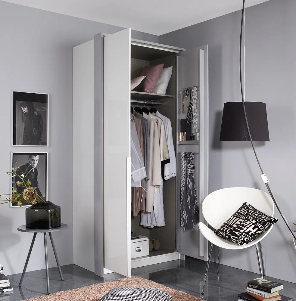 Bellezza 2 Door Wardrobe - White, Silk Grey