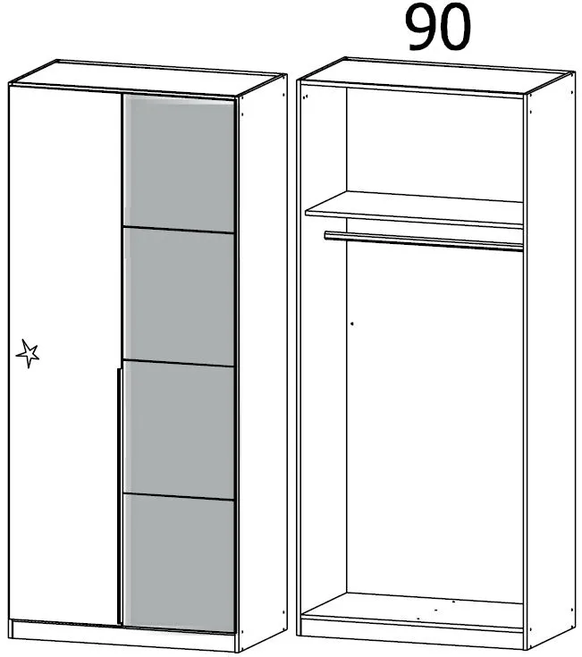 Bellezza 2 Door Wardrobe - White, Silk Grey