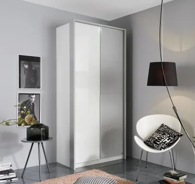 Bellezza 2 Door Wardrobe - White, Silk Grey image