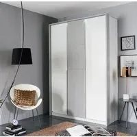 Bellezza 3 Door Wardrobe - White, Silk Grey