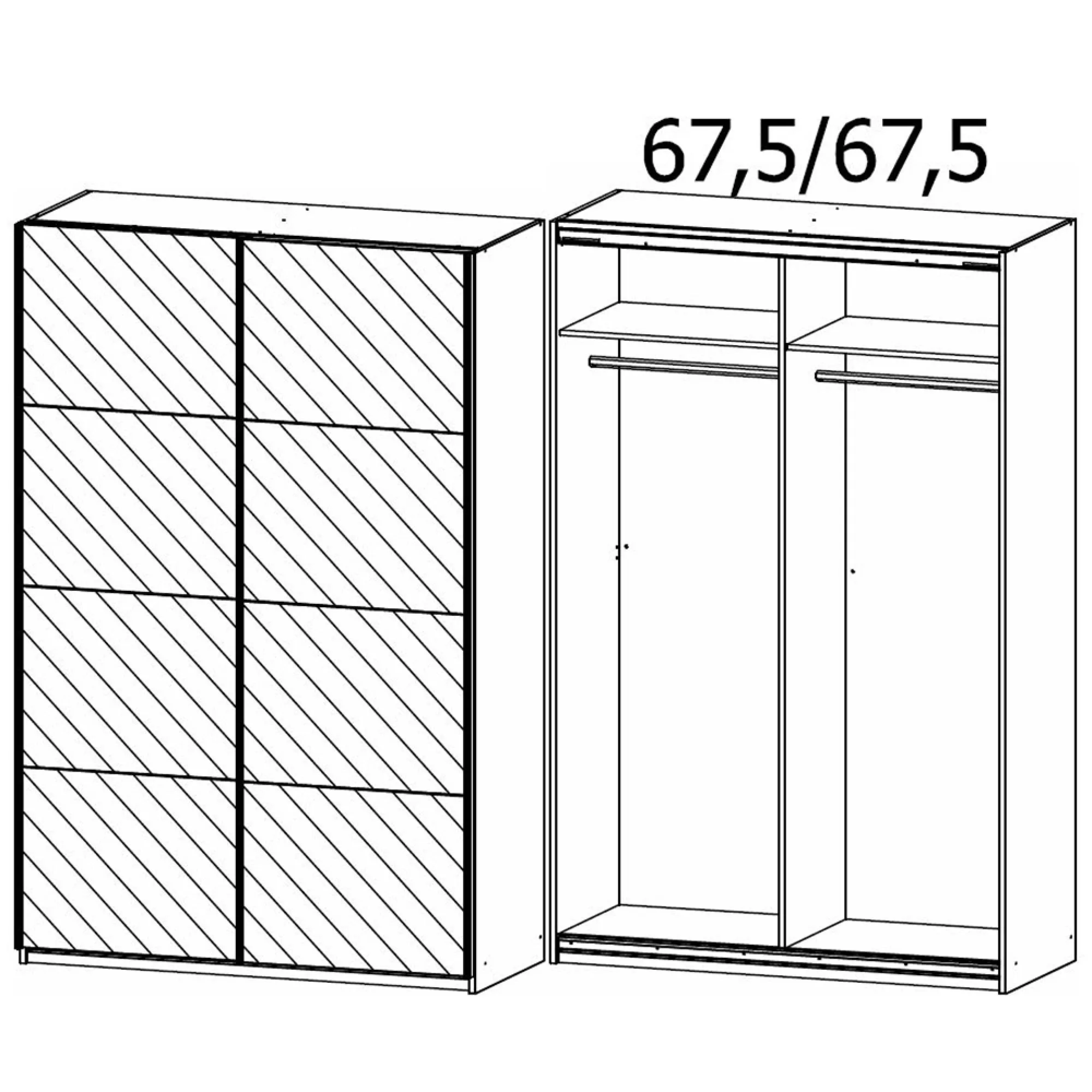 Belluno 136cm 2 Door Sliding Mirrored Wardrobe - Alpine White
