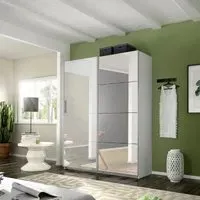 Belluno 136cm 2 Door Sliding Mirrored Wardrobe - Alpine White