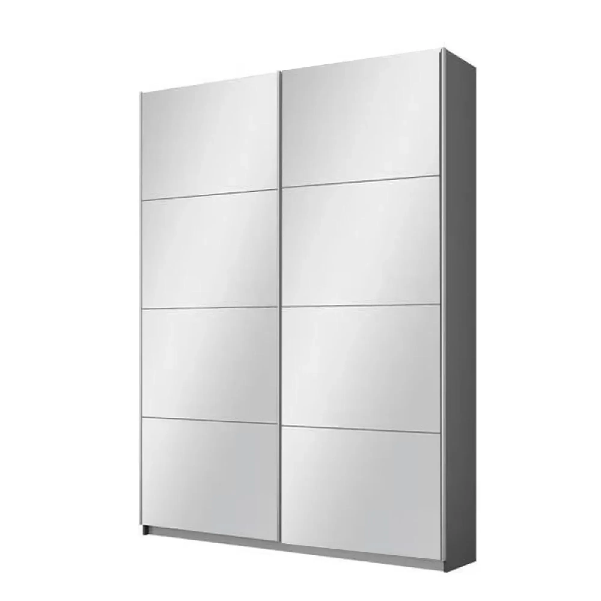 Belluno 136cm 2 Door Sliding Mirrored Wardrobe - Metallic Dark Grey