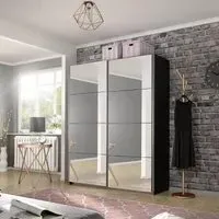 Belluno 136cm 2 Door Sliding Mirrored Wardrobe - Metallic Dark Grey
