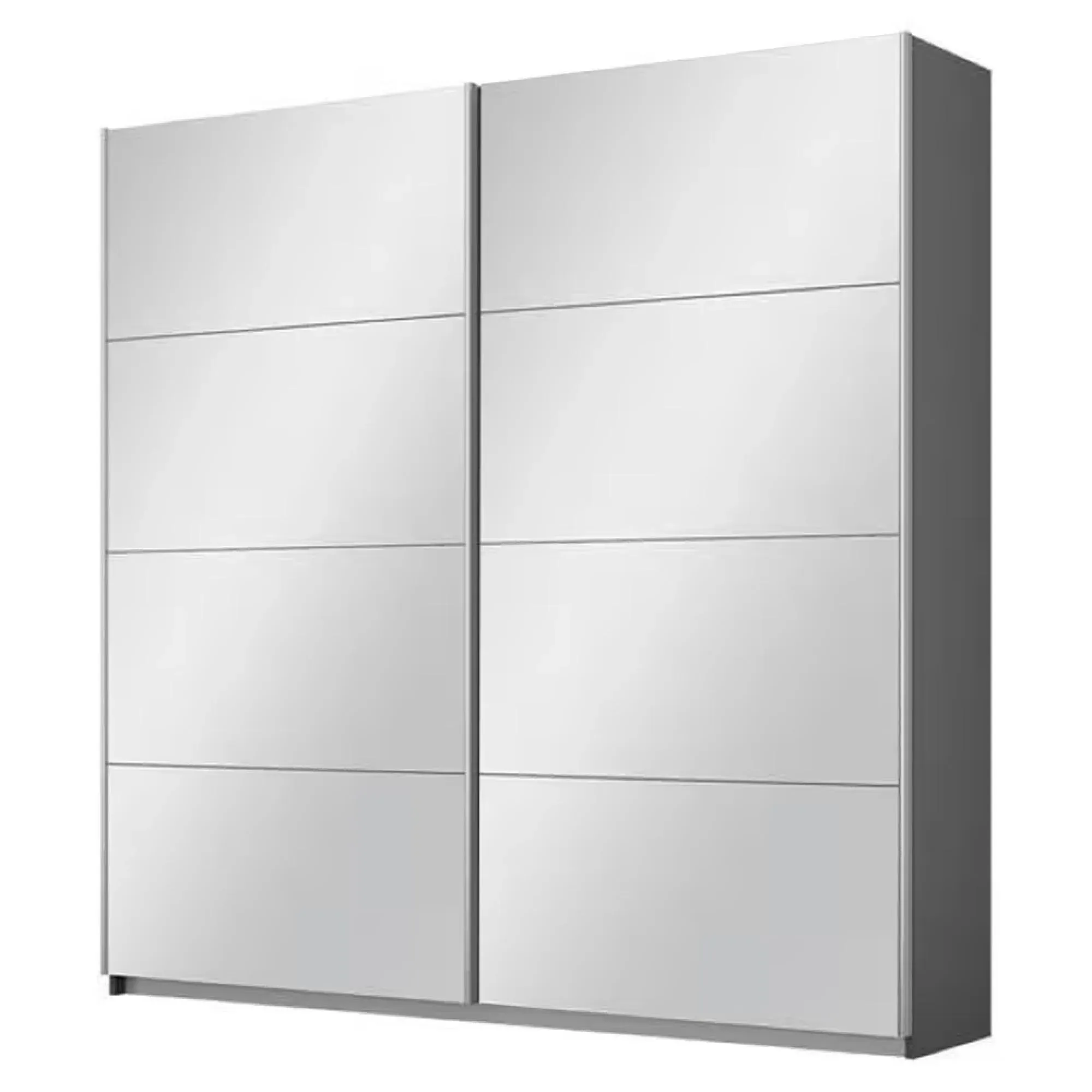 Belluno 181cm 2 Door Sliding Mirrored Wardrobe - Metallic Dark Grey