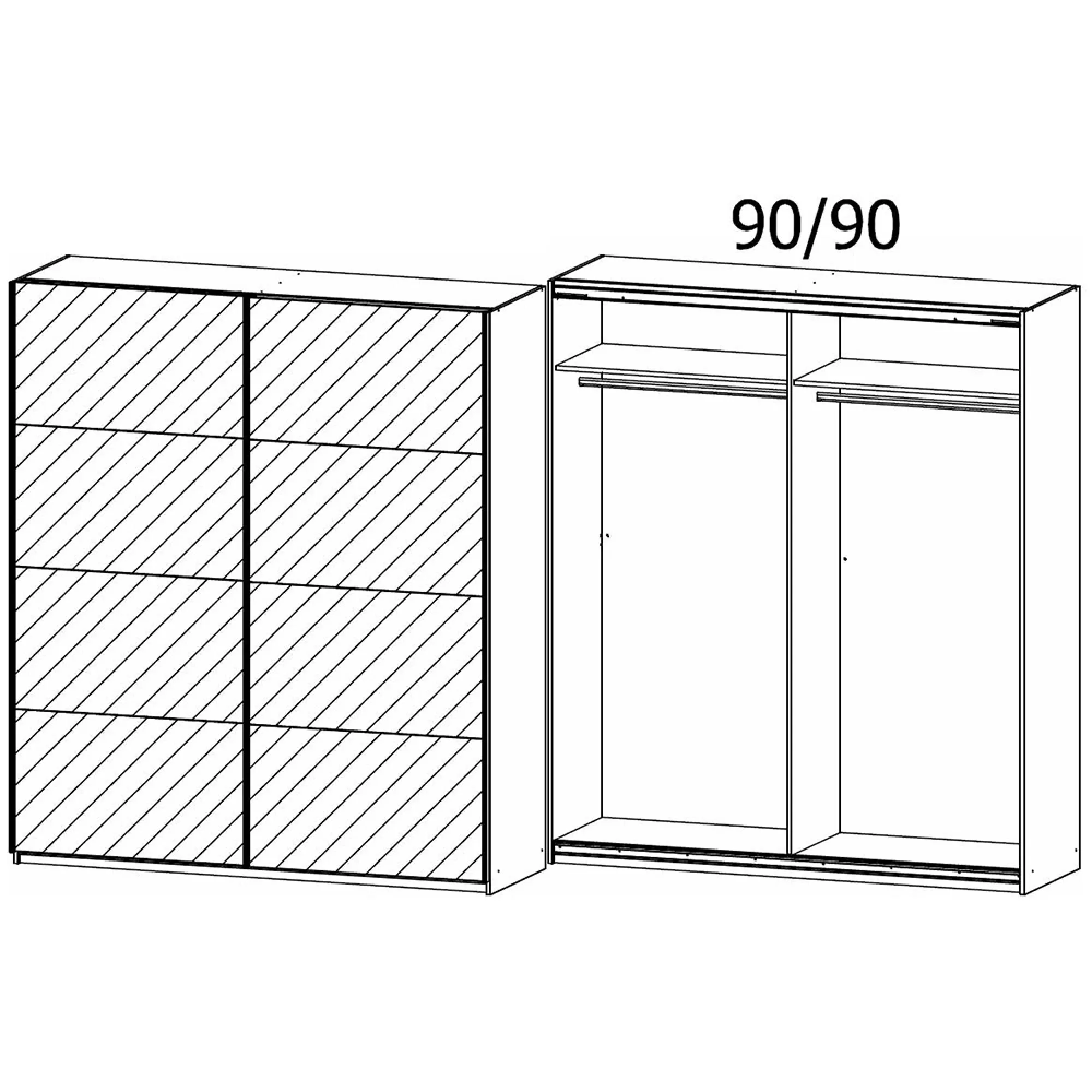 Belluno 181cm 2 Door Sliding Mirrored Wardrobe - Metallic Dark Grey