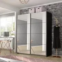 Belluno 181cm 2 Door Sliding Mirrored Wardrobe - Metallic Dark Grey