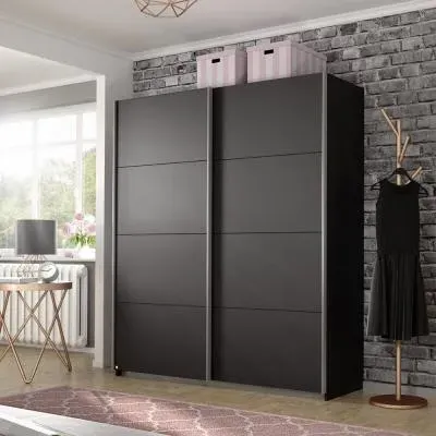 Belluno 2 Door Sliding Wardrobe - Metallic Dark Grey