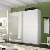 Belluno 2 Door Sliding Wardrobe with Mirror - Alpine White
