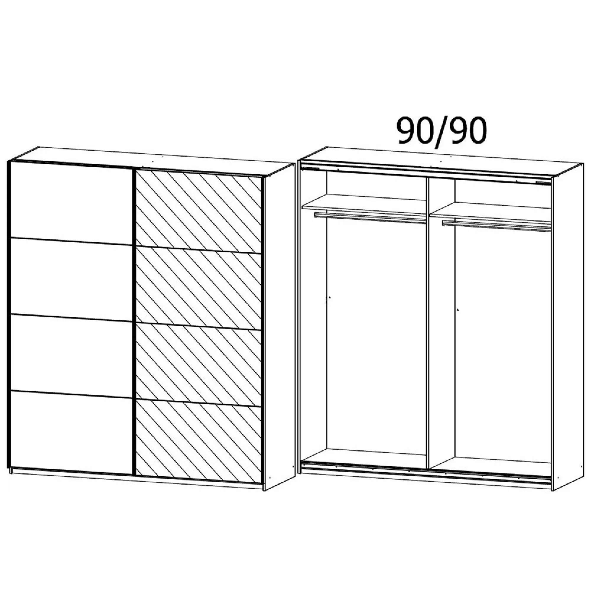 Belluno 2 Door Sliding Wardrobe with Mirror - Alpine White
