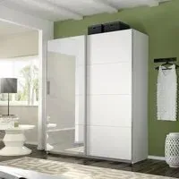Belluno 2 Door Sliding Wardrobe with Mirror - Alpine White