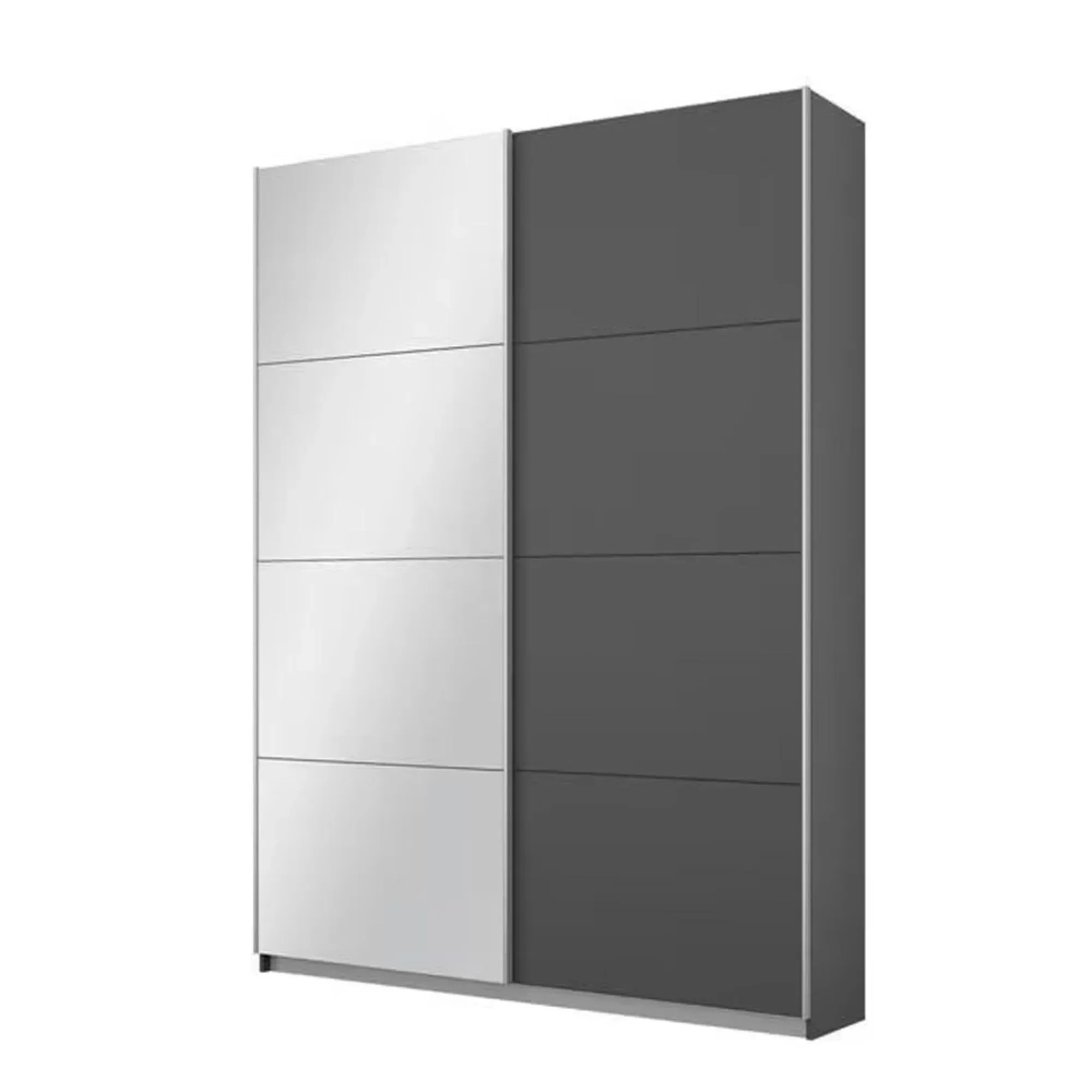 Belluno 2 Door Sliding Wardrobe with Mirror - Metallic Dark Grey