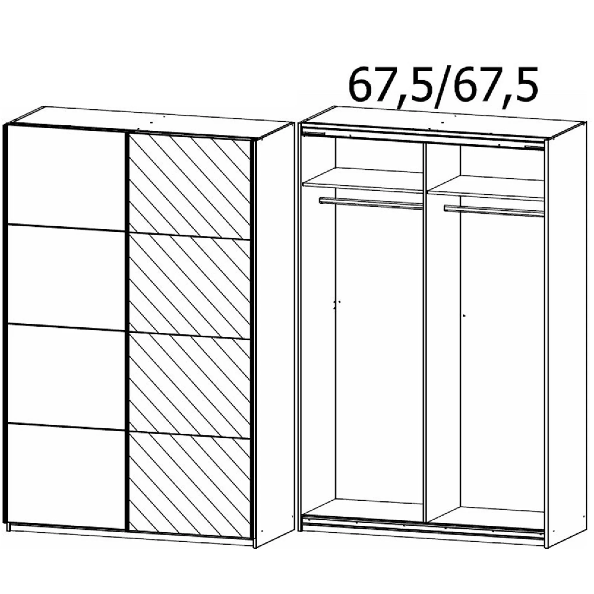 Belluno 2 Door Sliding Wardrobe with Mirror - Metallic Dark Grey