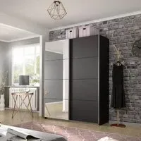 Belluno 2 Door Sliding Wardrobe with Mirror - Metallic Dark Grey
