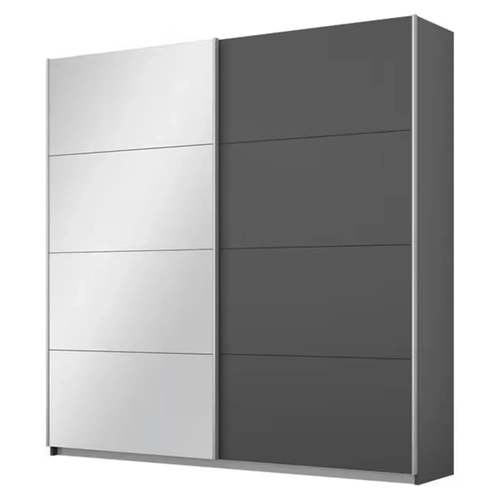 Belluno 2 Door Sliding Wardrobe with Mirror - Metallic Dark Grey