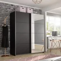 Belluno 2 Door Sliding Wardrobe with Mirror - Metallic Dark Grey