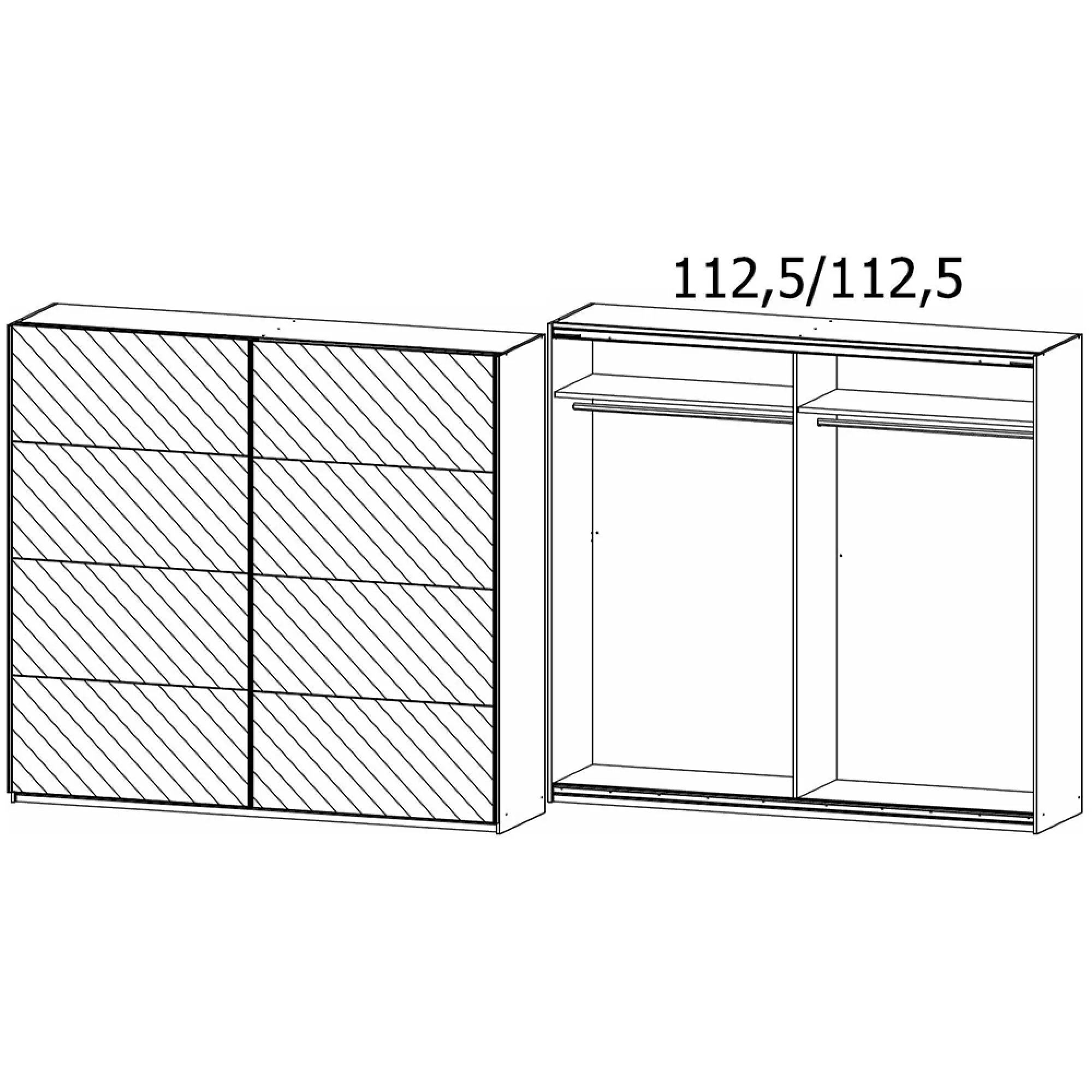 Belluno 226cm 2 Door Sliding Mirrored Wardrobe - Alpine White