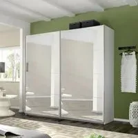 Belluno 226cm 2 Door Sliding Mirrored Wardrobe - Alpine White