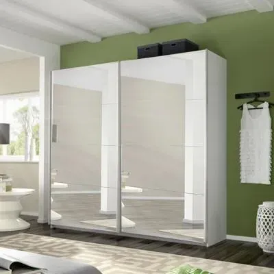 Belluno 226cm 2 Door Sliding Mirrored Wardrobe - Alpine White
